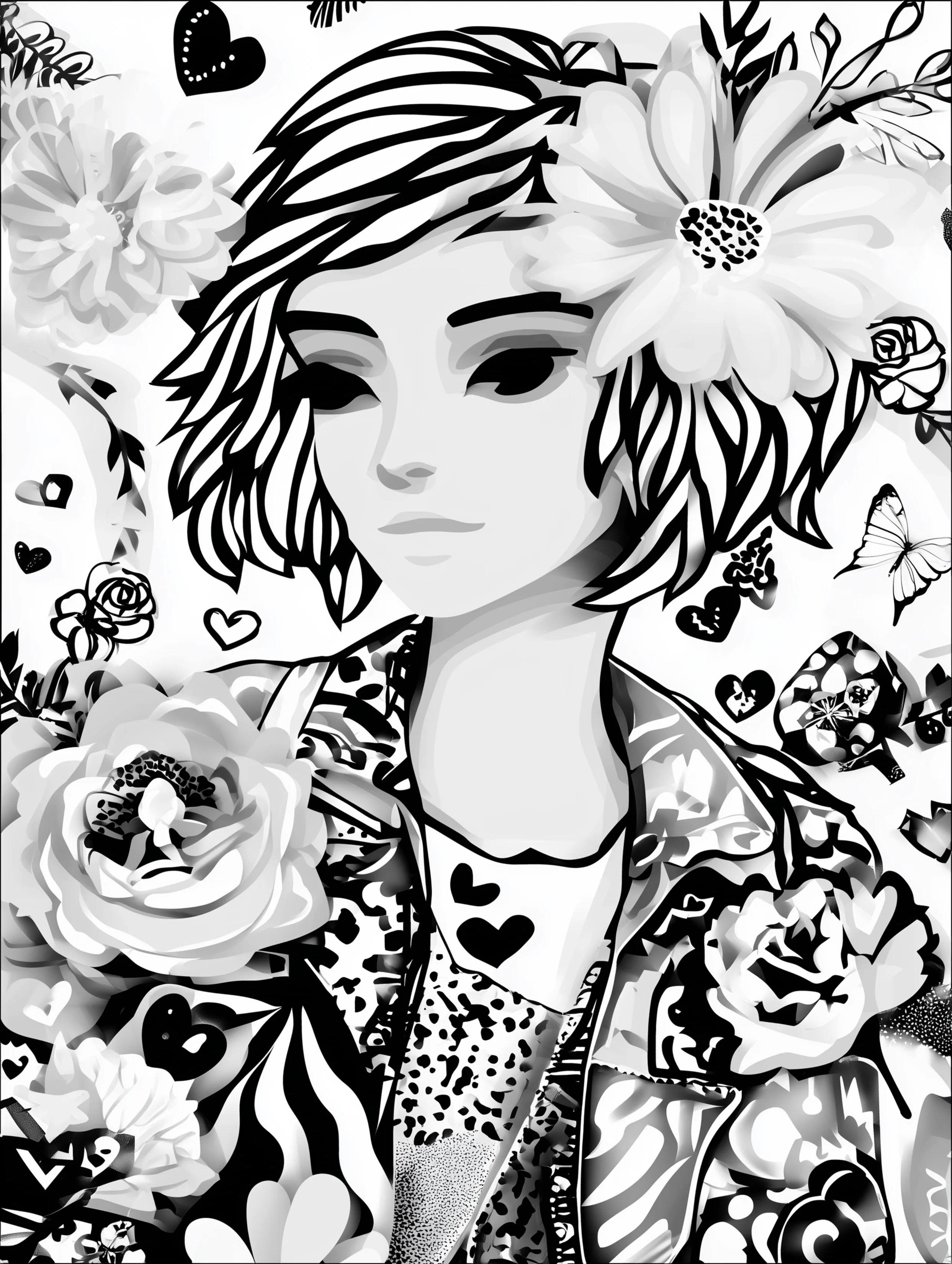 Free printable coloring page for your mom featuring a short hair punk mom